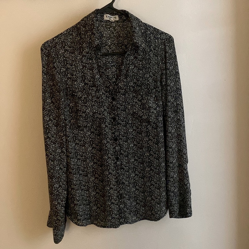 Express Portofino Long Sleeve Printed Blouse Small